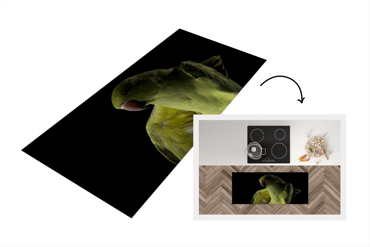 KitchenYeah Keukenloper - Loper keuken - Papegaai - Vogel - Tak - 120x50 cm - Keukenloper vinyl Multicolor