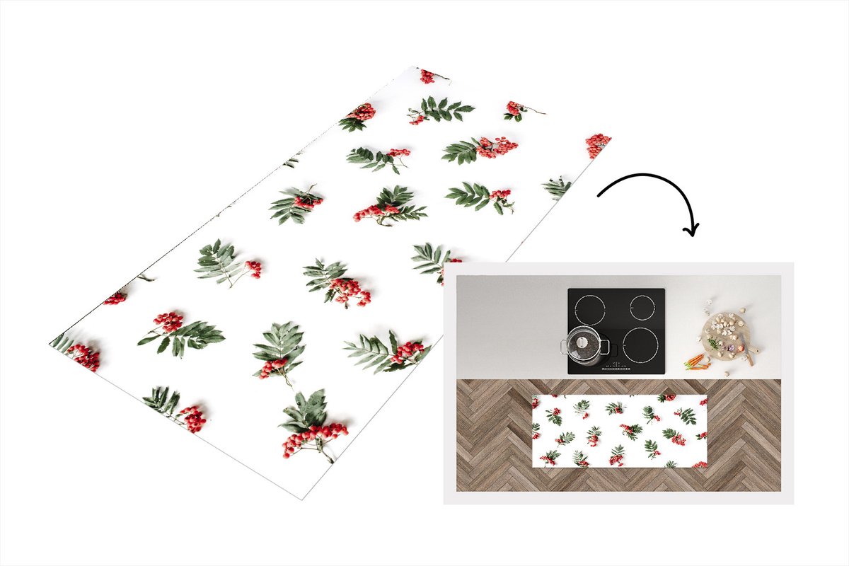 KitchenYeah Keukenloper - Loper keuken - Winter - Mistletoe - Wit - 120x50 cm - Keukenloper vinyl Multicolor