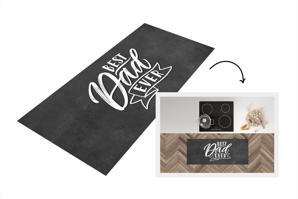 KitchenYeah Keukenloper - Loper keuken - Papa - Spreuken - Best dad ever - Quotes - 120x50 cm - Keukenloper vinyl Multicolor