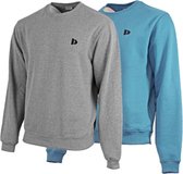 2 Pack Donnay - Fleece sweater ronde hals - Dean - Heren - Maat M - Silver-marl & Vintage blue (244)