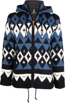 SHAKALOHA Gebreid Wollen Heren/Uni Vest van Schapenwol met Polyester Fleece voering en vaste capuchon met binnenkraag - M Iglo ZH BlueWhite L