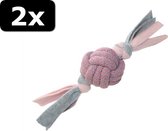 2x FLEECY ROPE BALL TUGGER ROZE