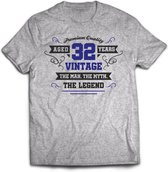 32 Jaar Legend - Feest kado T-Shirt Heren / Dames - Antraciet Grijs / Donker Blauw - Perfect Verjaardag Cadeau Shirt - grappige Spreuken, Zinnen en Teksten. Maat XL