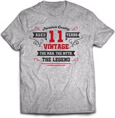 11 Jaar Legend - Feest kado T-Shirt Heren / Dames - Antraciet Grijs / Rood - Perfect Verjaardag Cadeau Shirt - grappige Spreuken, Zinnen en Teksten. Maat XL