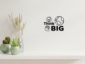 Stickerheld - Muursticker "Think Big" Quote - Woonkamer - Droom over je toekomst - Engelse Teksten - Mat Zwart - 27.5x37.2cm