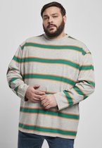 Urban Classics Longsleeve shirt -3XL- Light Stripe Oversized Grijs/Groen