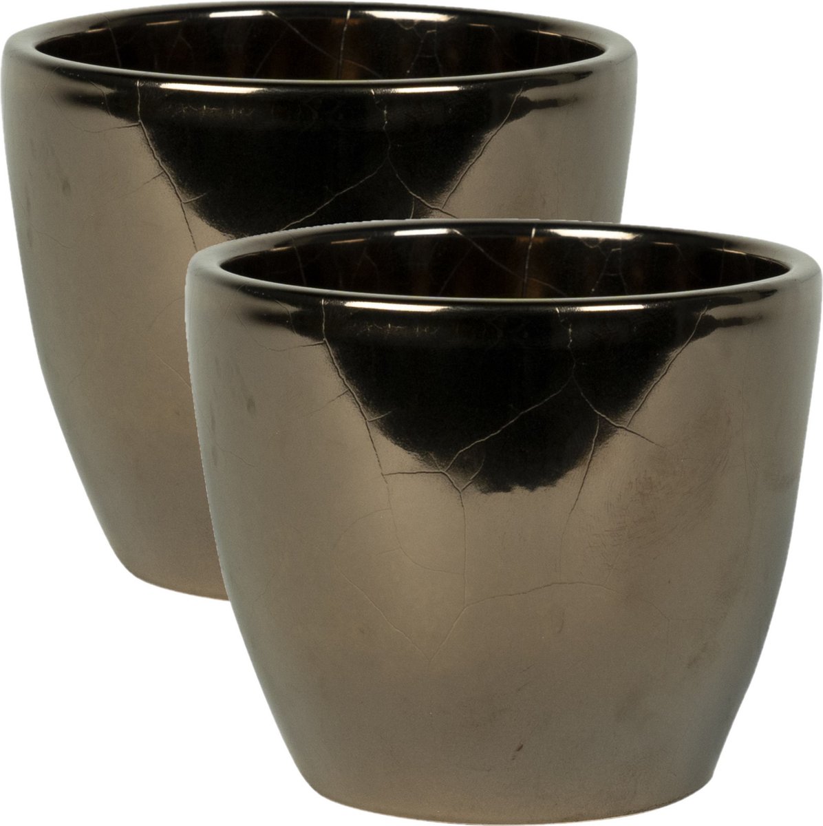 Ter Steege Bloempot - 2x stuks - goud - glans - Scandinavisch - 13 x 11 cm - plantenpot
