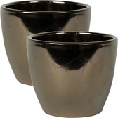 2x stuks plantenpot/bloempot in een strakke Scandinavische look goud Dia 13 cm en Hoogte 11 cm glanzend