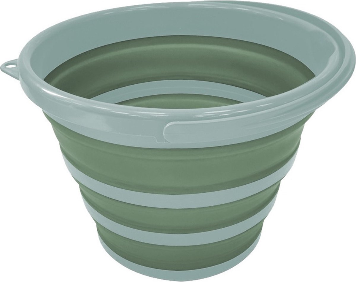 Schoonmaak emmer opvouwbaar groen rond 32 x 25 cm 10 liter van kunststof- Schoonmaken - Schoonmaakemmer