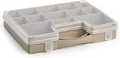 Mallette de rangement/boîte de rangement/boîte de tri 13 compartiments plastique taupe 27 x 20 x 3 cm - Boîte de tri petits objets