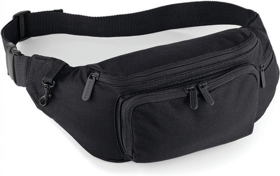 Zwart heuptasje/buideltasje voor volwassenen 37 x 15 cm - Zwarte heuptassen/fanny pack voor op reis/onderweg