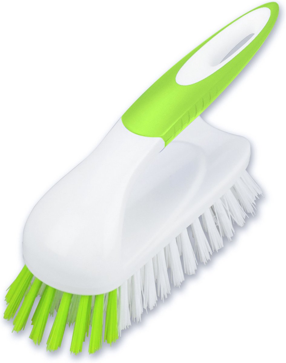 Goedkoopste Buemag Schrobborstel met handvat - wit/groen - kunststof - Schoonmaken borstels