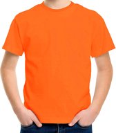 Oranje basic t-shirt met ronde hals voor kinderen unisex- katoen - 145 grams - oranje shirts / kleding voor jongens en meisjes - Koningsdag / supporter L 140/152