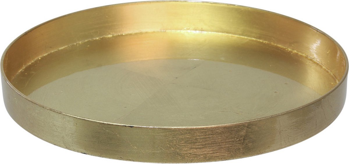 Othmar Decorations Dienblad/kaarsenplateau - goud - D27 cm - kunststof - rond