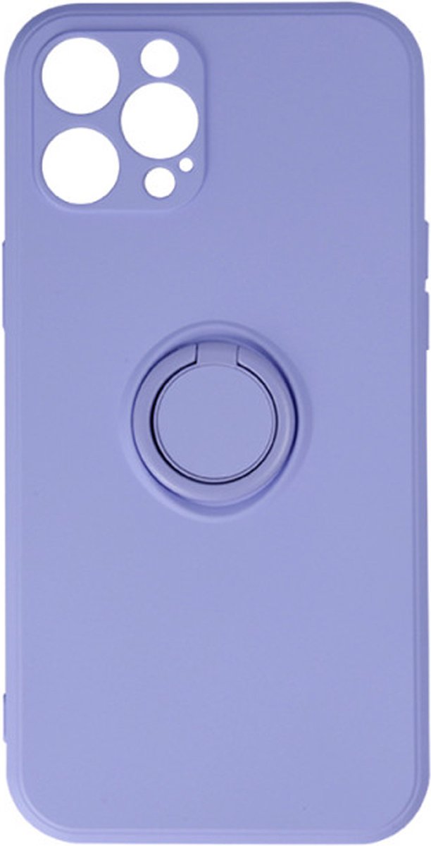 MM&A Ring Vingergreep Back Cover Case Hoesje geschikt voor Apple iPhone 13 - Paars – Polycarbonaat – TPU – Harde Plastic - Schokabsorberend - Schokbestendig – met Stand
