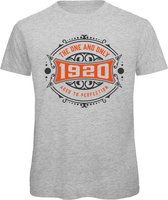 1920 The One And Only | Feest Kado T-Shirt Heren - Dames | Antraciet - Oranje | Perfect Verjaardag Cadeau Shirt | Grappige Spreuken - Zinnen - Teksten | Maat M