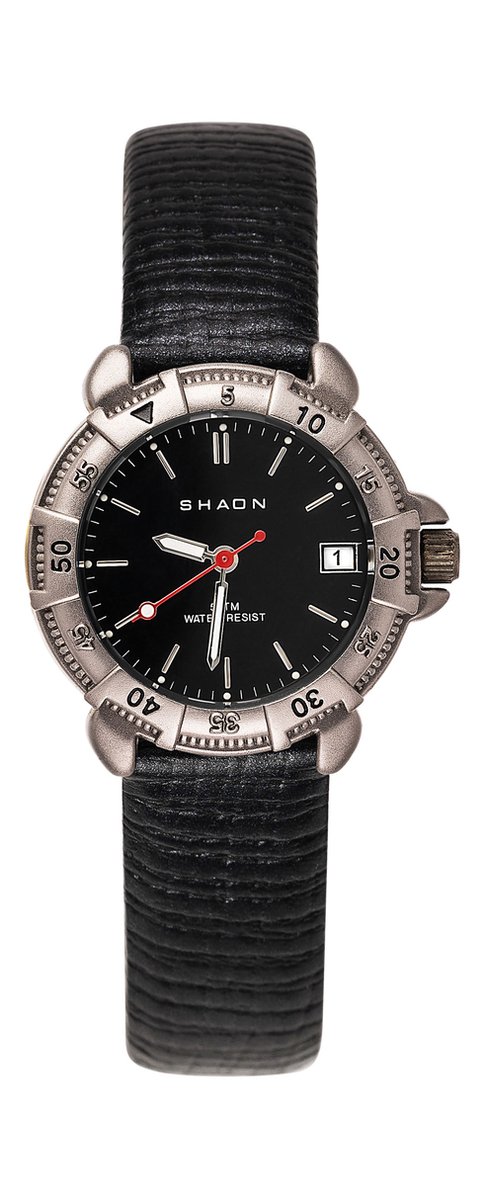 Shaon 22-1100-44 Horloge - Kunstleer - Zwart - Ø 32 mm