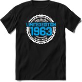 1963 Limited Edition | Feest Kado T-Shirt Heren - Dames | Wit - Blauw | Perfect Verjaardag Cadeau Shirt | Grappige Spreuken - Zinnen - Teksten | Maat XXL