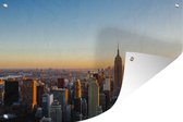 Tuindecoratie New York - Skyline - Zonsondergang - 60x40 cm - Tuinposter - Tuindoek - Buitenposter