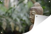 Tuindecoratie Oud Boeddha standbeeld in een tuin - 60x40 cm - Tuinposter - Tuindoek - Buitenposter