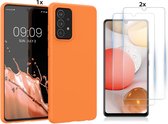 Hoesje Geschikt Voor Samsung Galaxy S20 Hoesje Soft Nano Silicone Backcover Gel Oranje Met 2x Glazen Screenprotector