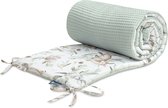 Sensillo Tour de lit Bébé - Cadre de lit - Anti-frottement - Protections latérales de lit - 180x30cm - Cerf menthe gaufré