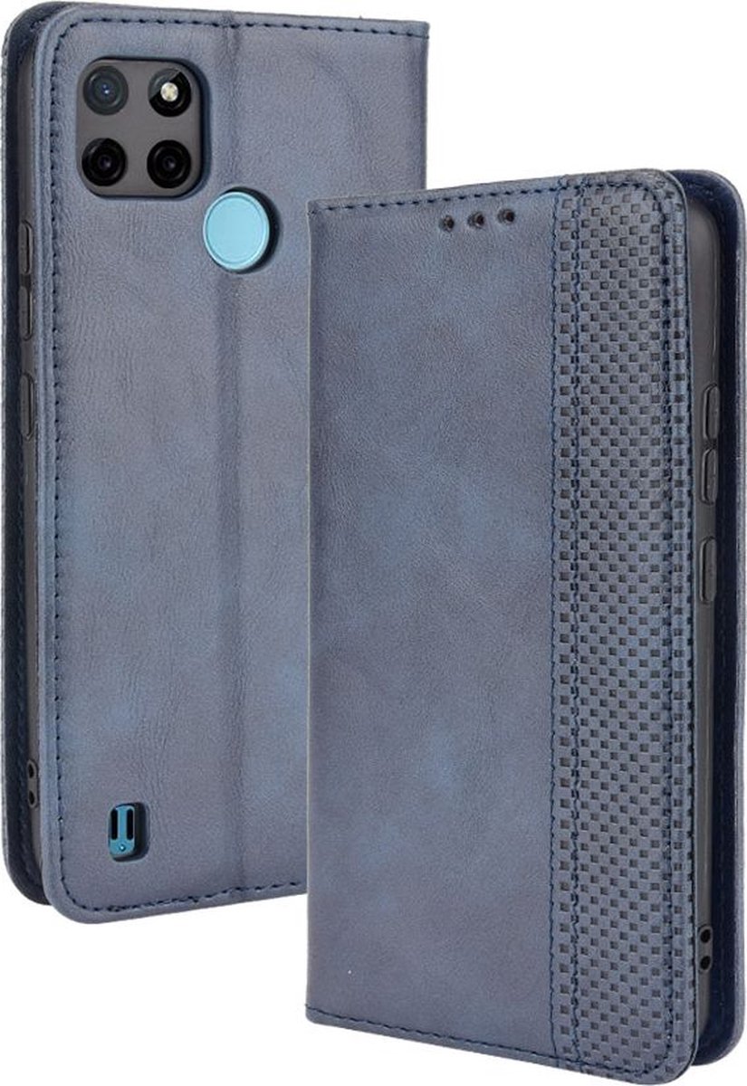 Mobigear Telefoonhoesje geschikt voor Realme C25Y Hoesje | Mobigear Sensation Bookcase Portemonnee | Pasjeshouder voor 3 Pasjes | Telefoonhoesje voor Pinpas / OV Kaart / Rijbewijs - Blauw
