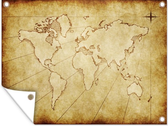 Oude wereldkaart op papier Tuinposter 60x40