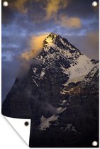 Tuindecoratie Bewolkte Eiger bij zonsondergang in Zwitserland - 40x60 cm - Tuinposter - Tuindoek - Buitenposter