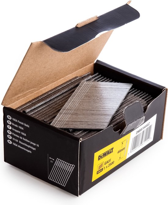 Foto: Dewalt dnba1644gz gegalvaniseerde brads schuin 20 16 gauge 1 6x44mm 2500st 