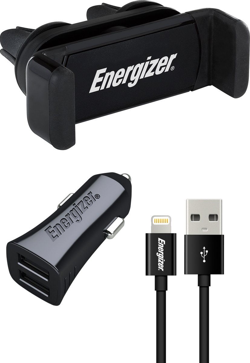 Energizer CKITB2CLI3 Car Kit - 3.4A - 2USB - Air Vent Oplader - Incl. Lightning Kabel