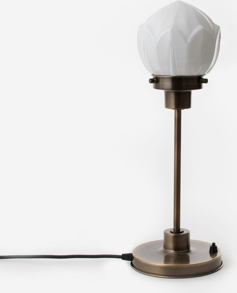 Art Deco Trade - Slanke Tafellamp Lotus 20's Brons