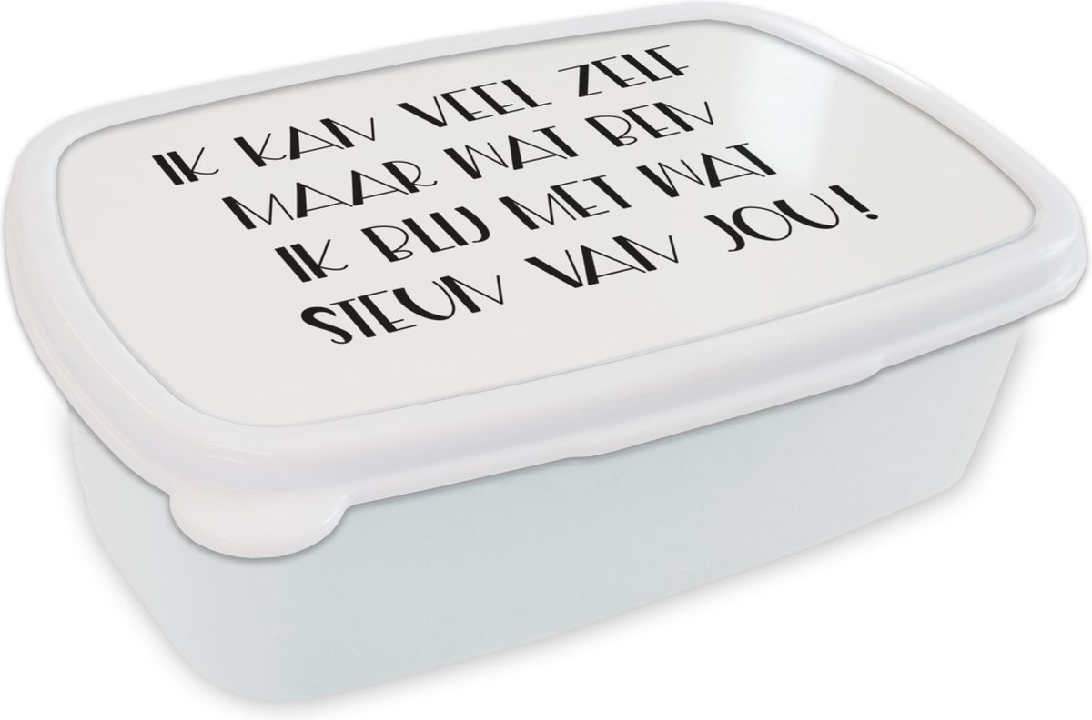 Broodtrommel Wit - Lunchbox - Brooddoos - Sterkte - Quotes - Steun - 18x12x6 cm - Volwassenen