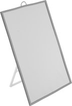 Basic make-up spiegel/scheerspiegel op standaard kunststof 15 x 20 cm grijsï¿½- Badkamer/kaptafel opmaakspiegels