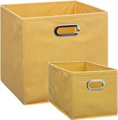 Set van 2x stuks opbergmanden/kastmanden 7 en 29 liter geel van linnen 31 cm - Opbergboxen - Vakkenkast manden
