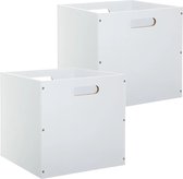 Set van 2x stuks opbergmand/kastmand 29 liter wit van hout 31 x 31 x 31 cm - Opbergboxen - Vakkenkast manden