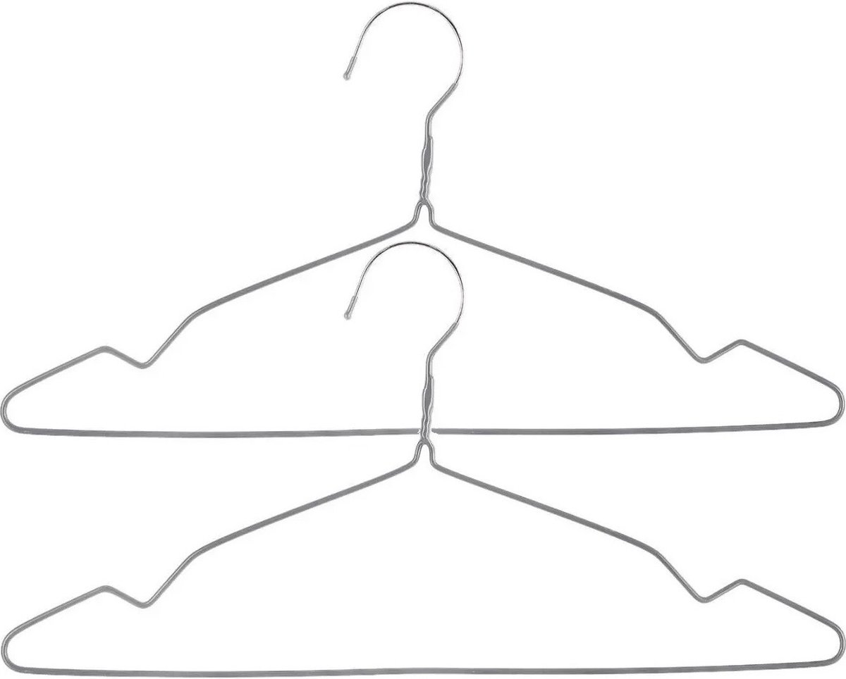Set van 30x stuks metalen kledinghangers grijs 40 x 20 cm - Kledingkast hangers/kleerhangers