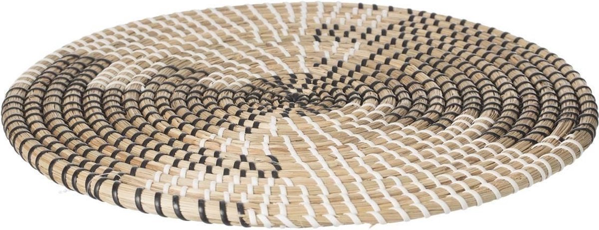 Secret de Gourmet Tafel Placemat - zeegras - zwart/wit - D35 cm - extra dik