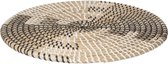 Ronde placemat zeegras zwart/wit - 35 cm - Tafel onderleggers