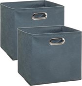 Set van 4x stuks opbergmand/kastmand 29 liter grijsblauw linnen 31 x 31 x 31 cm - Opbergboxen - Vakkenkast manden