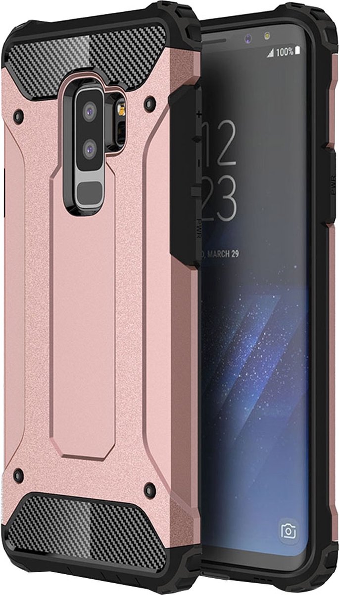 Mobigear Hoesje geschikt voor Samsung Galaxy S9 Plus Telefoonhoesje Hardcase | Mobigear Outdoor Backcover Shockproof | Schokbestendig Galaxy S9 Plus Telefoonhoesje | Anti Shock Proof - Roségoud