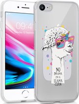 iMoshion Hoesje Geschikt voor iPhone 7 / 8 / SE (2020) / SE (2022) Hoesje Siliconen - iMoshion Design hoesje - Transparant / Llamacorn