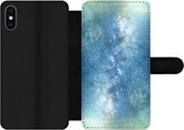 Bookcase Convient pour coque de téléphone iPhone XS - Étoiles - Ciel - Blauw - Garçons - Filles - Enfants - Avec compartiments - Étui portefeuille avec fermeture magnétique