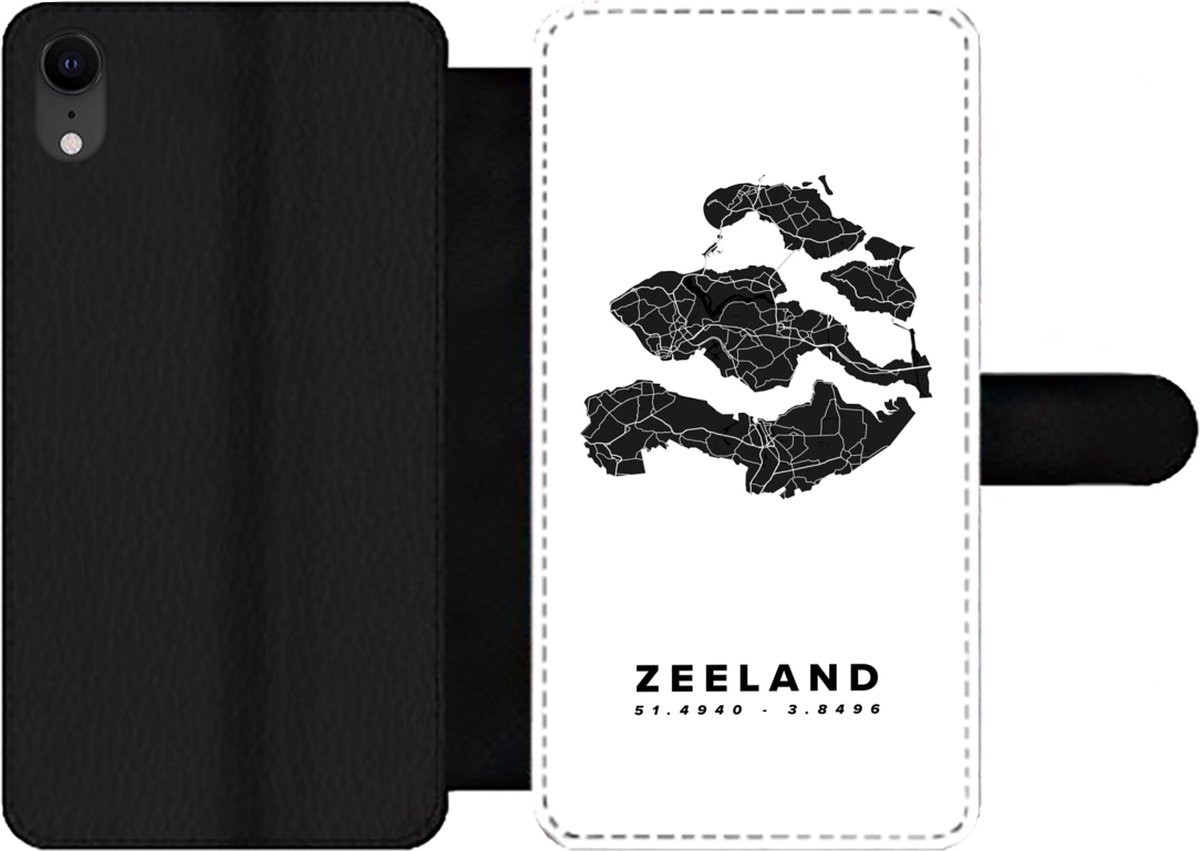 Telefoonhoesje Geschikt voor iPhone XR telefoonhoesje - Zeeland - Nederland - Wegenkaart - Met vakjes - Wallet case met magneetsluiting
