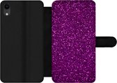 Bookcase Geschikt voor iPhone XR telefoonhoesje - Paars - Roze - Patronen - Abstract - Met vakjes - Wallet case met magneetsluiting