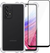 Hoesje geschikt voor Samsung A53 5G + Screenprotector – Full Screen Tempered Glass - Extreme Shock Case Transparant