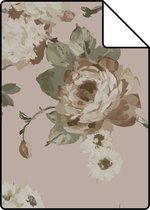 Proefstaal ESTAhome behang vintage bloemen oudroze - 139407 - 26,5 x 21 cm