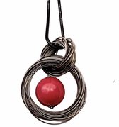 Ketting-Red Bal-Rood- Metaal-70 cm-Rood-Charme Bijoux