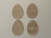 4 HOUTEN ONDERZETTERS | EI-VORM | ONBEHANDELD |3MM BERKENHOUT | 9,5CM *** PASEN ***