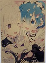 Re:Zero Emilia Rem Anime Vintage Poster 42x30cm.